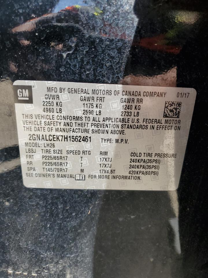 2017 Chevrolet Equinox Lt VIN: 2GNALCEK7H1562461 Lot: 57257485