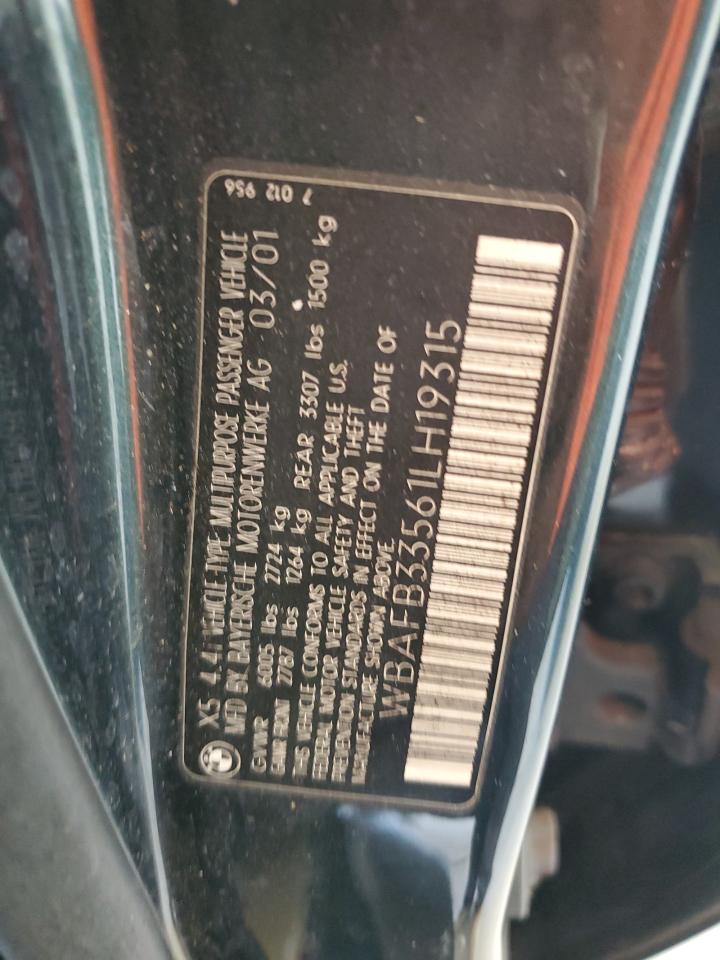 2001 BMW X5 4.4I VIN: WBAFB33561LH19315 Lot: 55655215