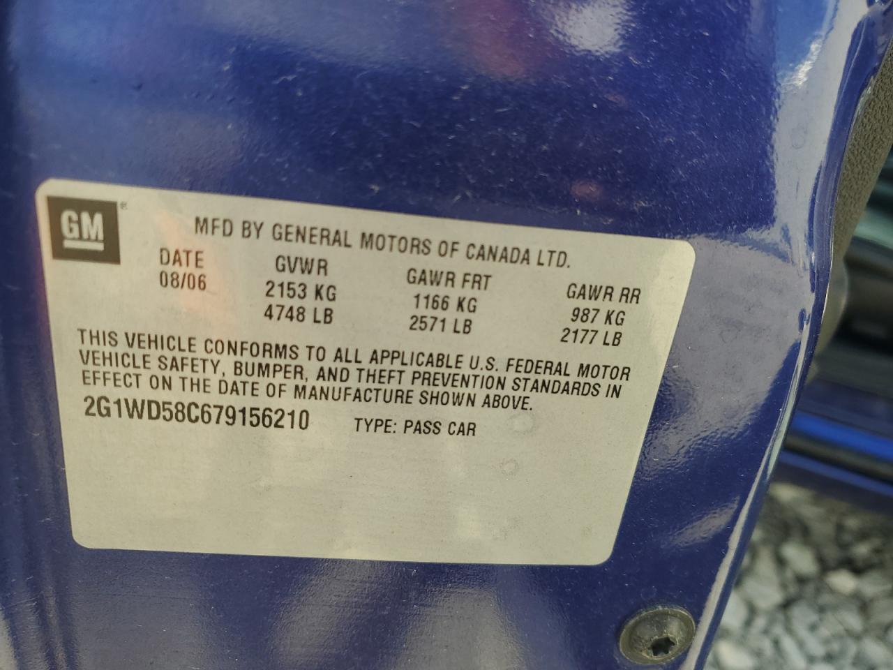 2007 Chevrolet Impala Super Sport VIN: 2G1WD58C679156210 Lot: 56326035