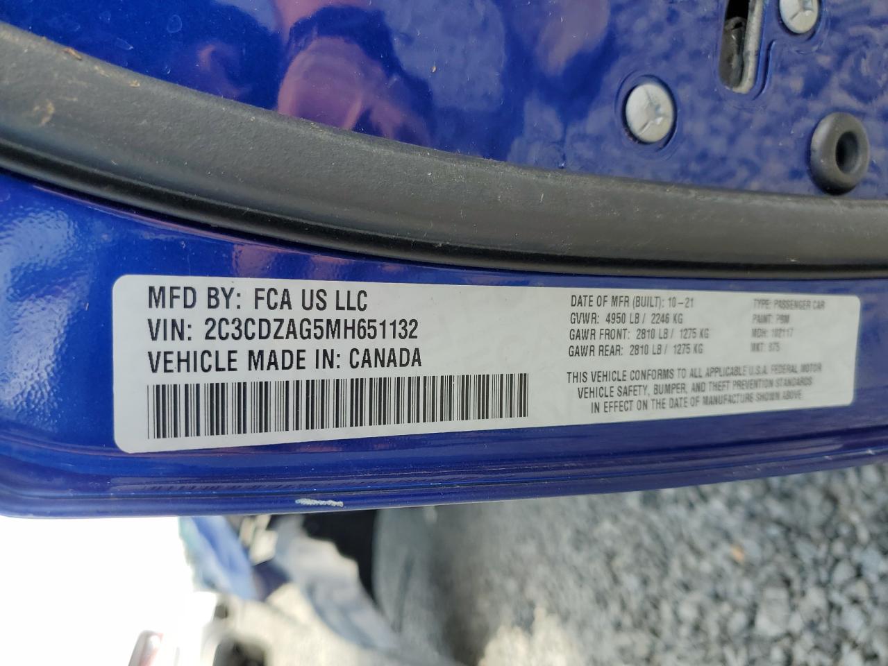 2021 Dodge Challenger Sxt VIN: 2C3CDZAG5MH651132 Lot: 56798325