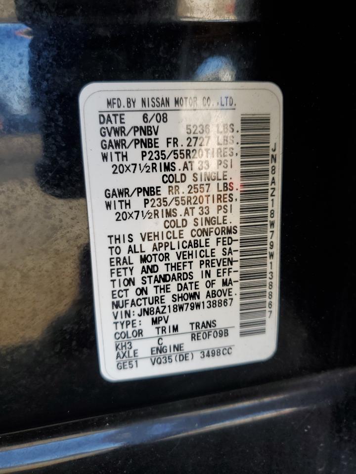 2009 Nissan Murano S VIN: JN8AZ18W79W138867 Lot: 56953975