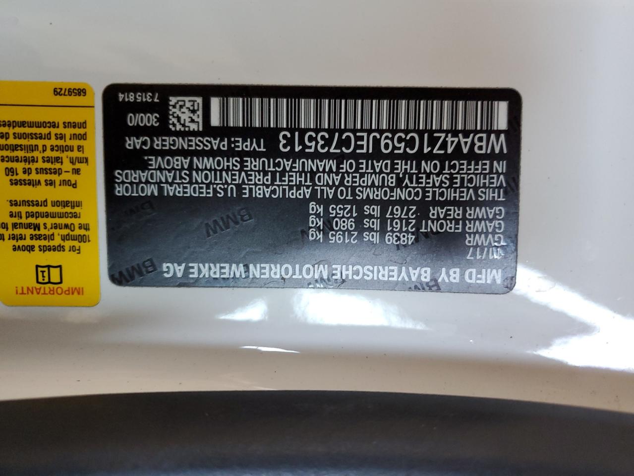 2018 BMW 430I VIN: WBA4Z1C59JEC73513 Lot: 56741135