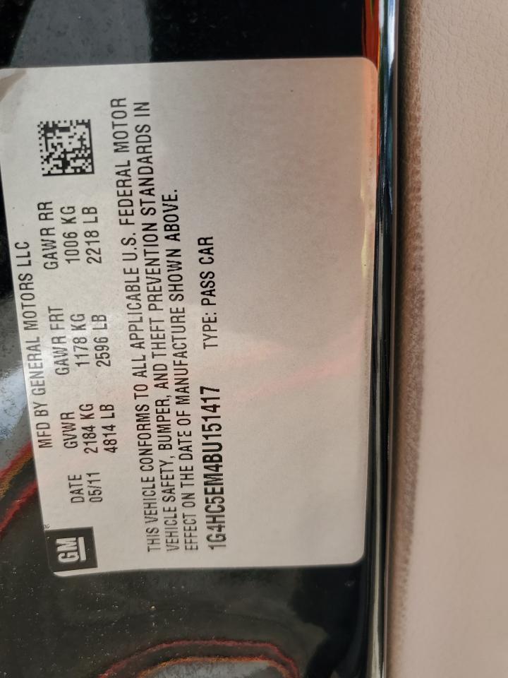 2011 Buick Lucerne Cxl VIN: 1G4HC5EM4BU151417 Lot: 56958125