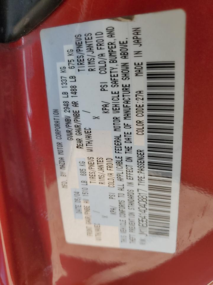 2004 Mazda Mx-5 Miata Speed VIN: JM1NB354140408817 Lot: 56588645