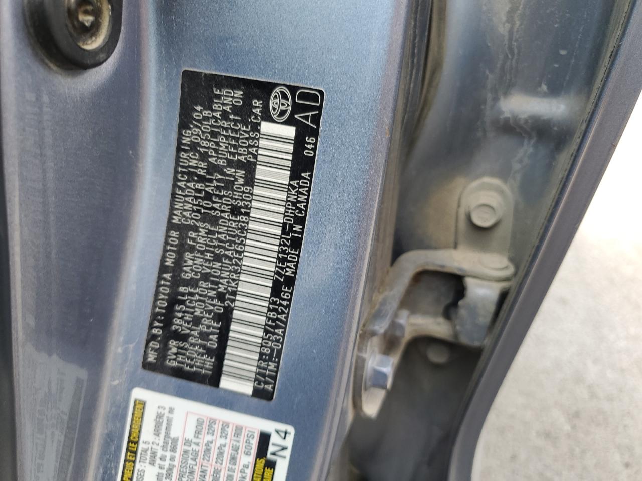 2005 Toyota Corolla Matrix Xr VIN: 2T1KR32E65C381309 Lot: 57067975