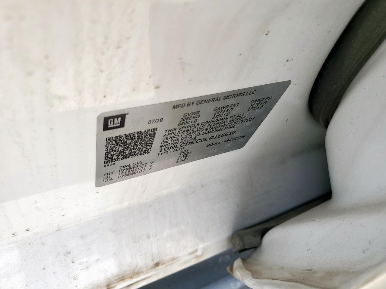 2020 Chevrolet Tahoe Police VIN: 1GNLCDEC0LR115610 Lot: 56468665