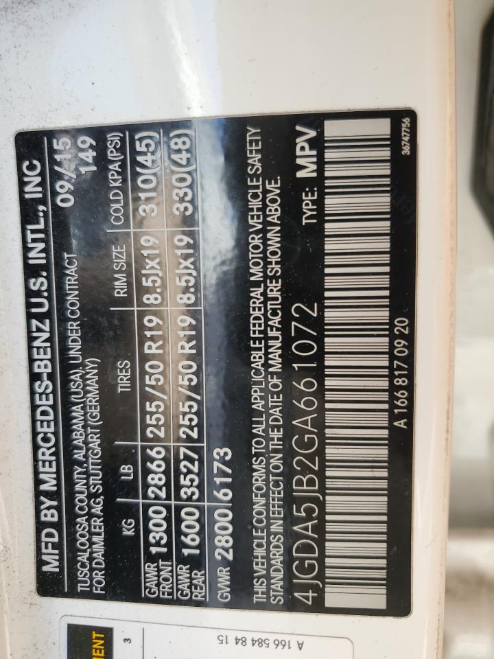 4JGDA5JB2GA661072 2016 Mercedes-Benz Gle 350