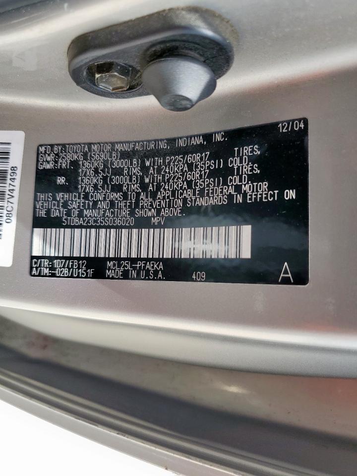 2005 Toyota Sienna Le VIN: 5TDBA23C35S036020 Lot: 56961925