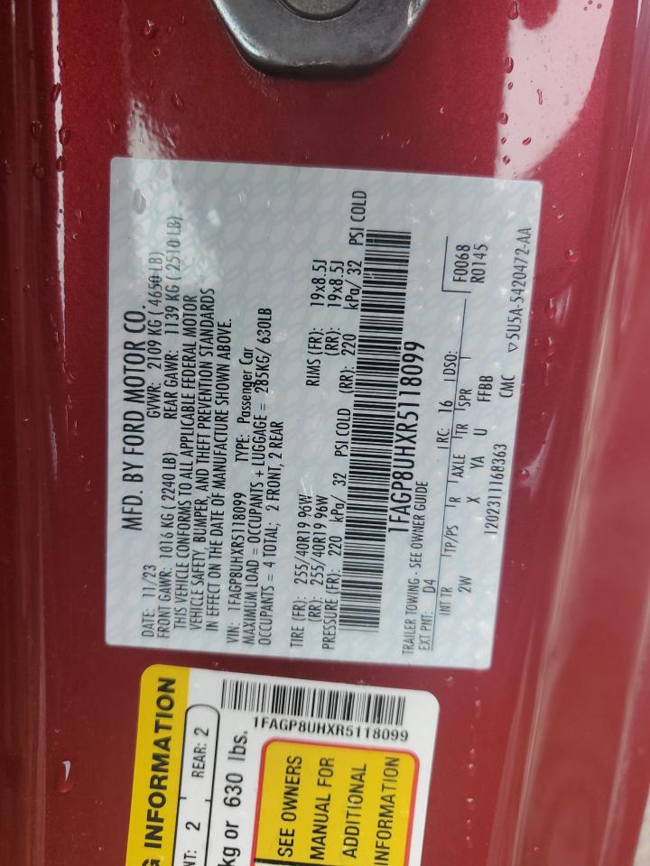 2024 Ford Mustang VIN: 1FAGP8UHXR5118099 Lot: 56729295