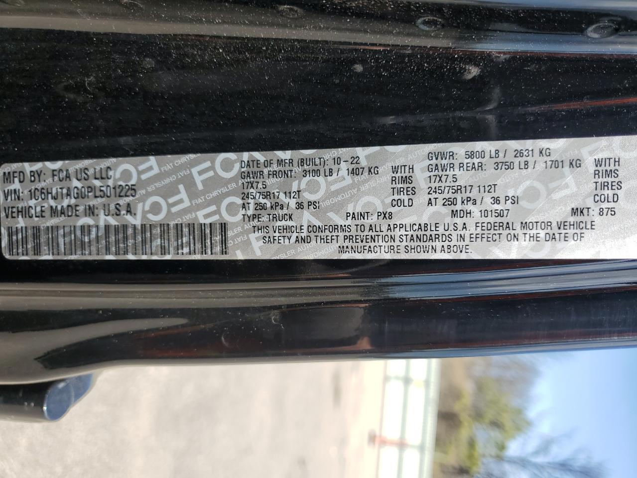 2023 Jeep Gladiator Sport VIN: 1C6HJTAG0PL501225 Lot: 55105535