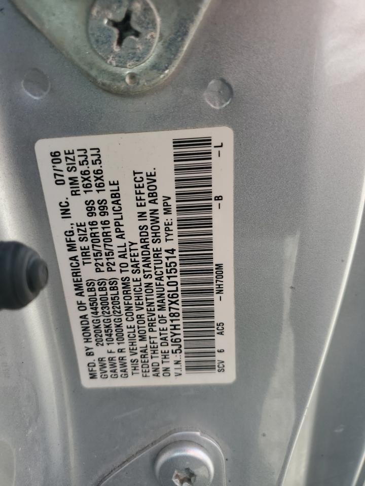 2006 Honda Element Ex VIN: 5J6YH187X6L015514 Lot: 57069125
