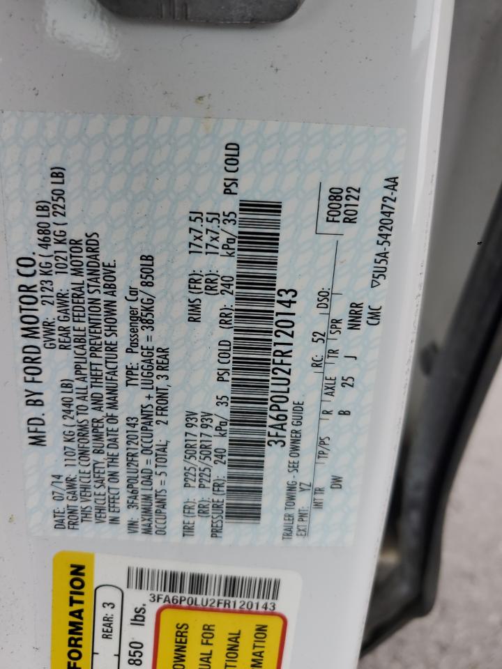 2015 Ford Fusion Se Hybrid VIN: 3FA6P0LU2FR120143 Lot: 55089375