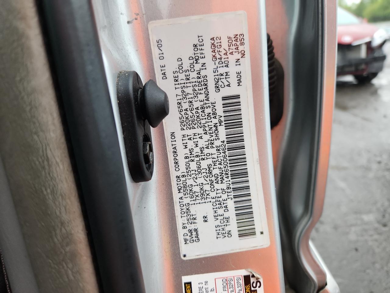 2005 Toyota 4Runner Sr5 VIN: JTEBU14R650064624 Lot: 58799845