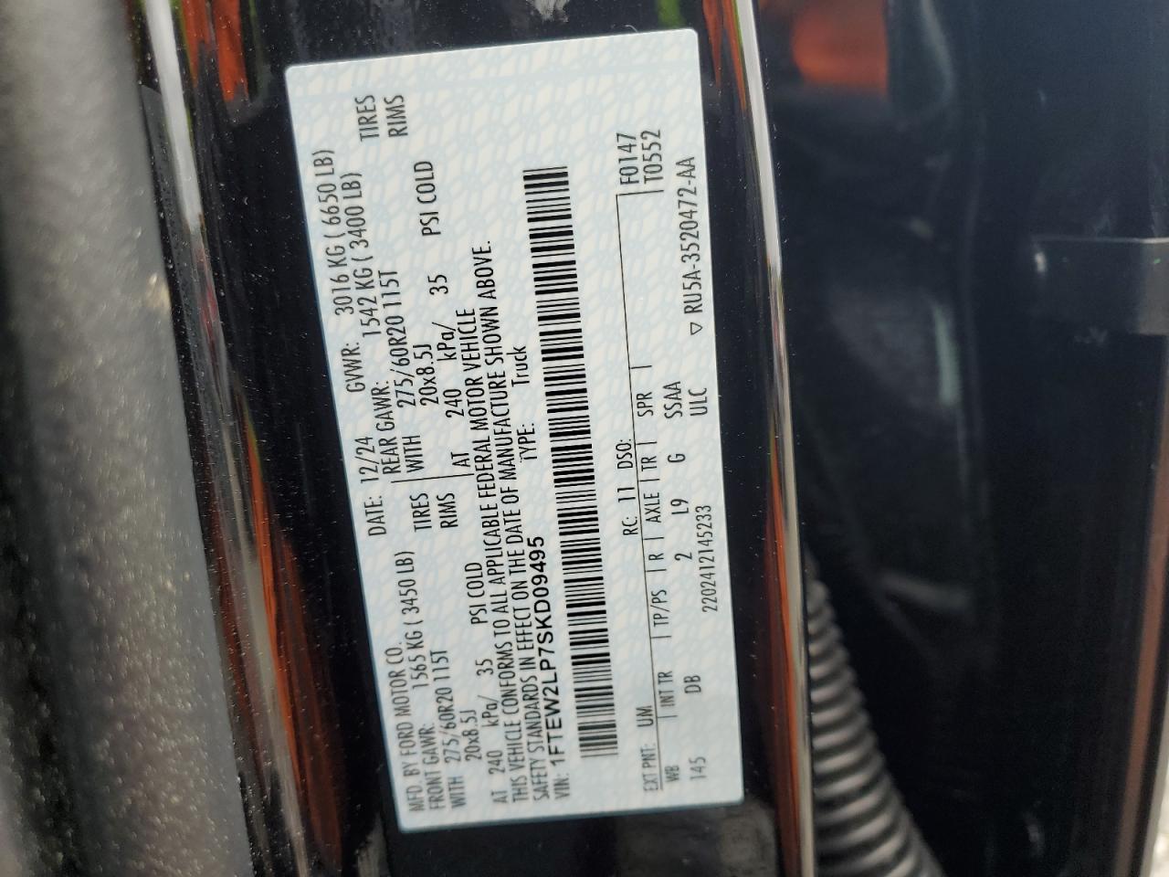 2025 Ford F150 Stx VIN: 1FTEW2LP7SKD09495 Lot: 56720965