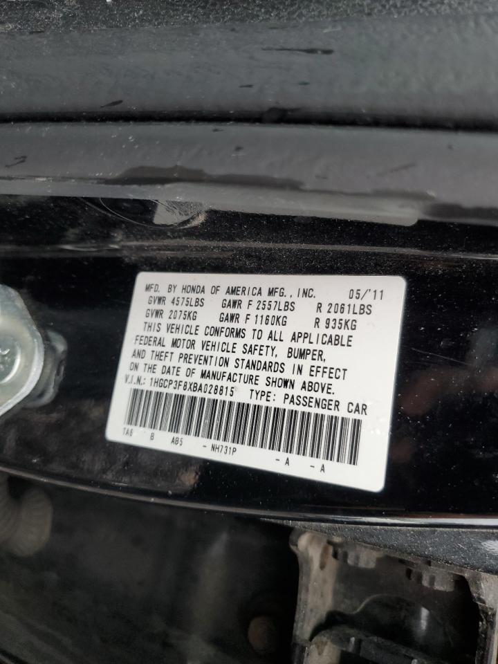 2011 Honda Accord Exl VIN: 1HGCP3F8XBA028815 Lot: 56185345