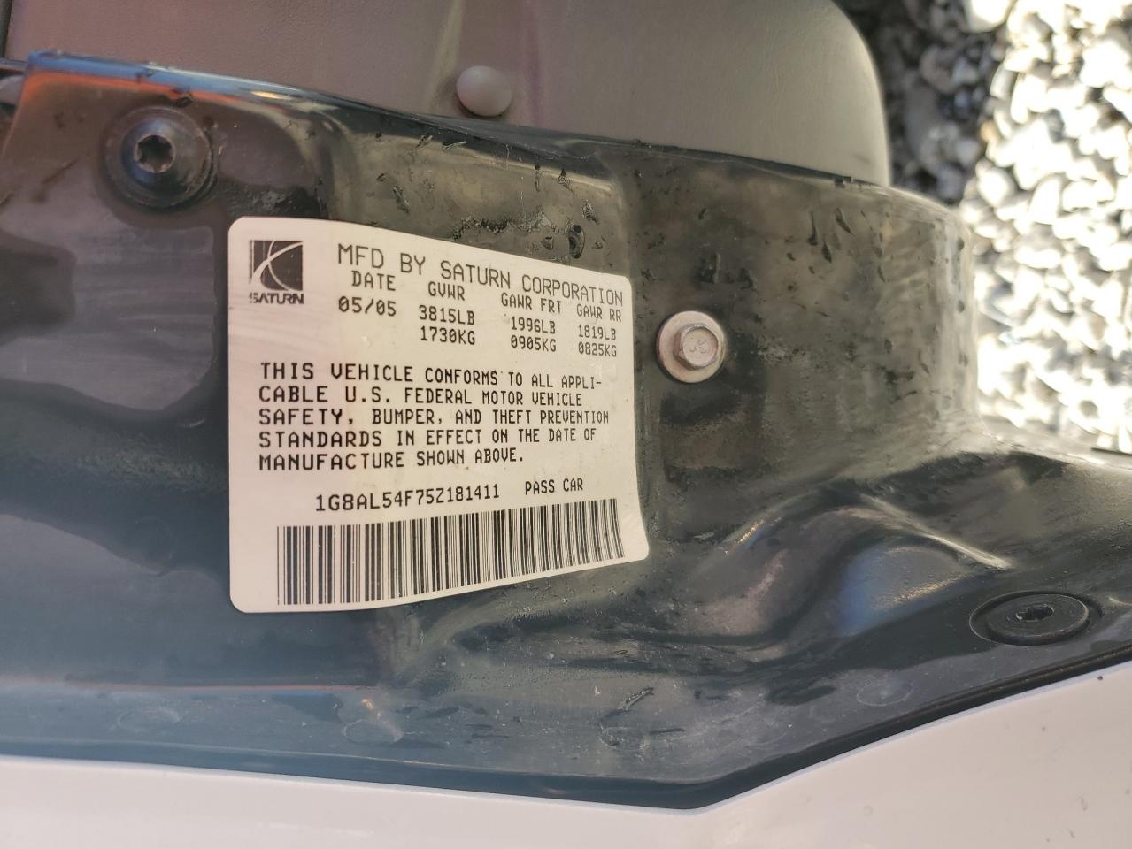 2005 Saturn Ion Level 3 VIN: 1G8AL54F75Z181411 Lot: 58581605