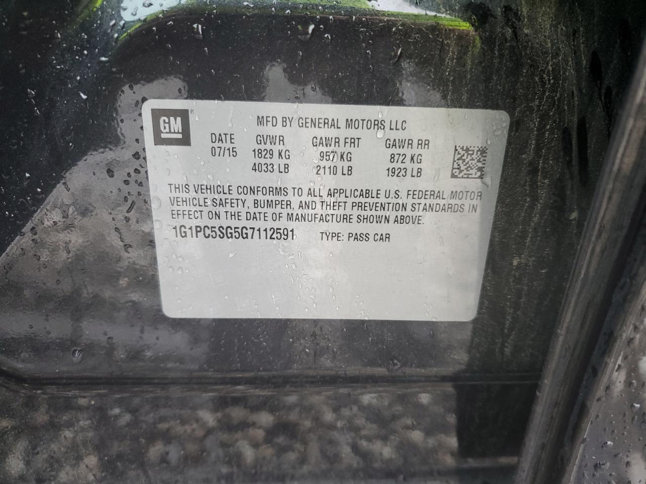 2016 Chevrolet Cruze Limited Ls VIN: 1G1PC5SG5G7112591 Lot: 91072735