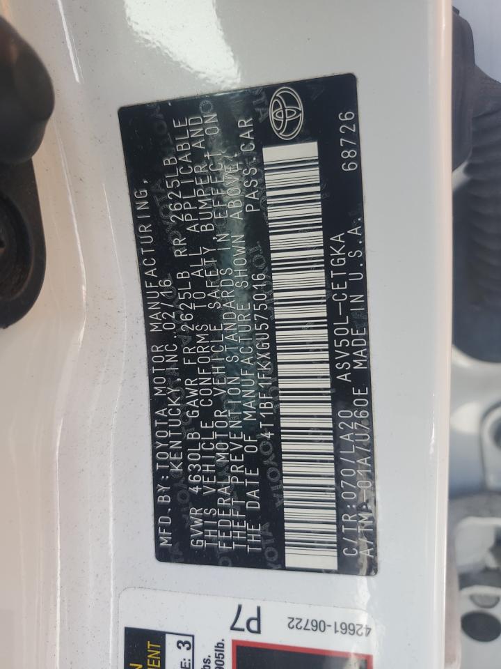 2016 Toyota Camry Le VIN: 4T1BF1FKXGU575016 Lot: 56566875