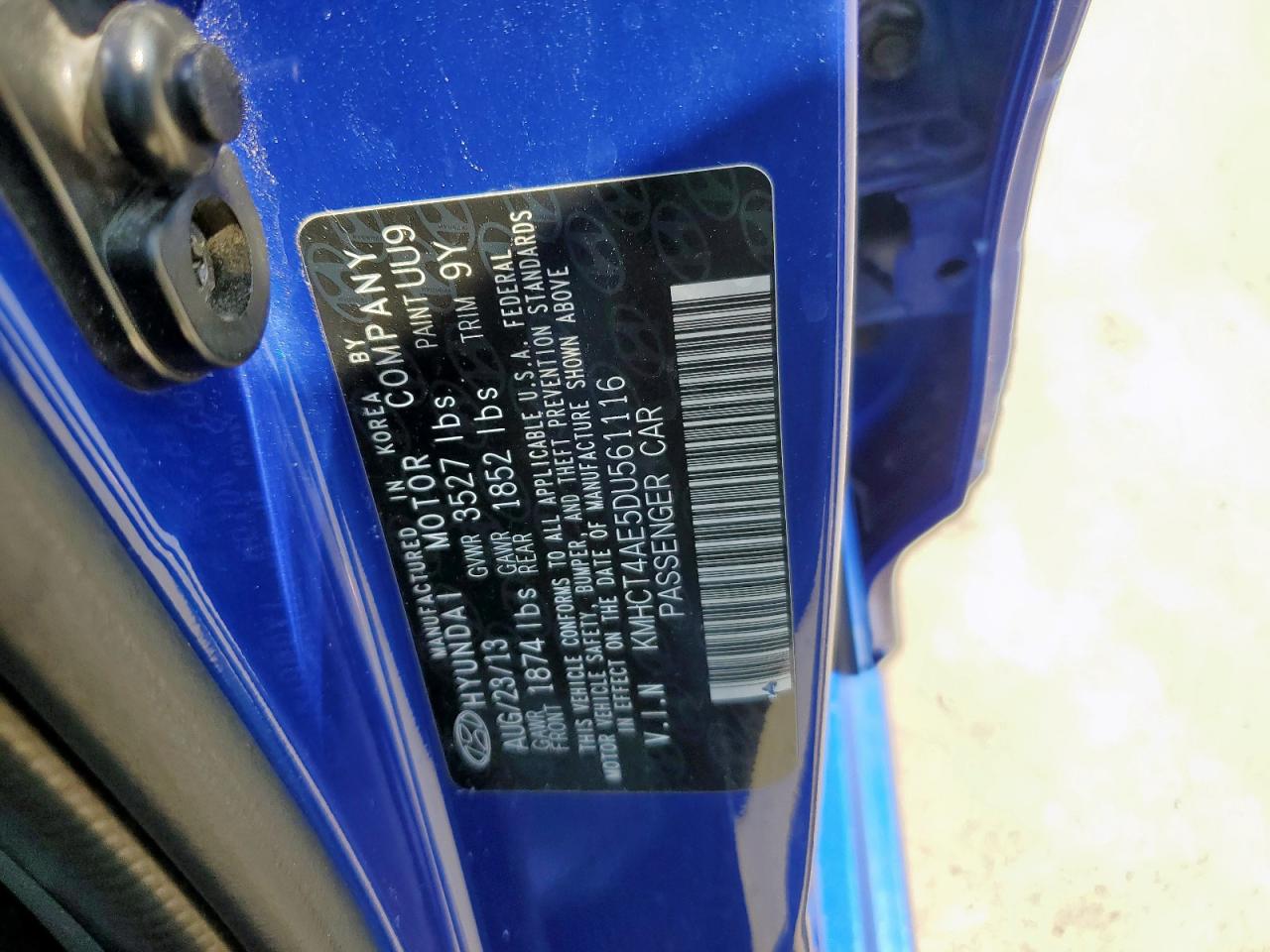 2013 Hyundai Accent Gls VIN: KMHCT4AE5DU561116 Lot: 58210675