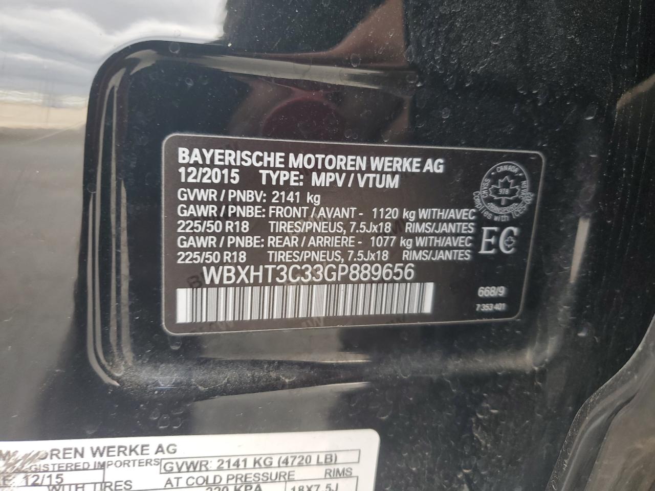 2016 BMW X1 xDrive28I VIN: WBXHT3C33GP889656 Lot: 56950905