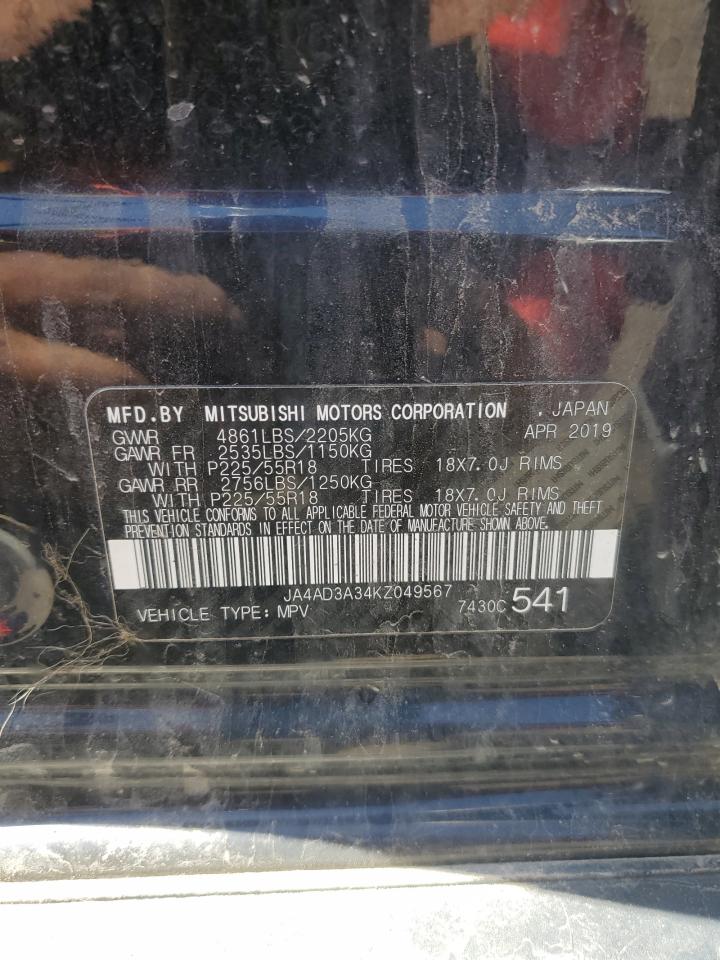 2019 Mitsubishi Outlander Se VIN: JA4AD3A34KZ049567 Lot: 57341475