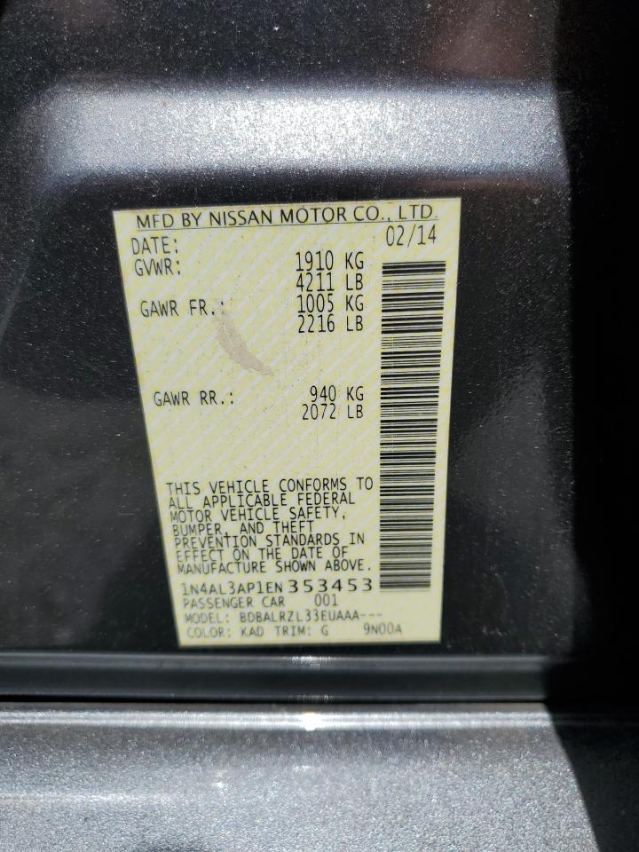 2014 Nissan Altima 2.5 VIN: 1N4AL3AP1EN353453 Lot: 57172265