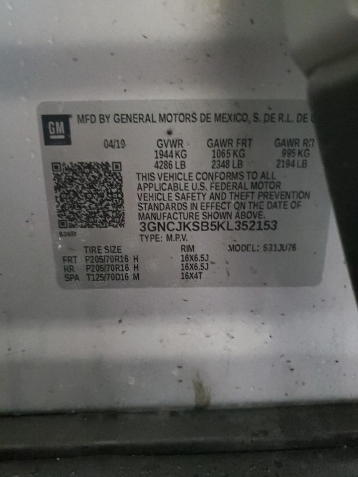 2019 Chevrolet Trax Ls VIN: 3GNCJKSB5KL352153 Lot: 57291715