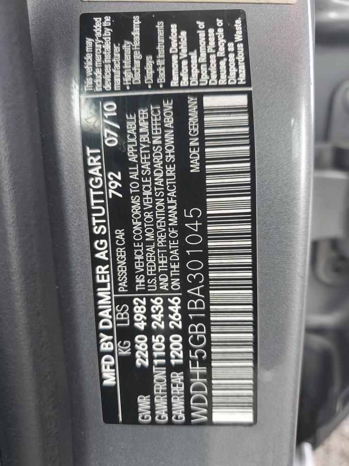 2011 Mercedes-Benz E 350 VIN: WDDHF5GB1BA301045 Lot: 58418525