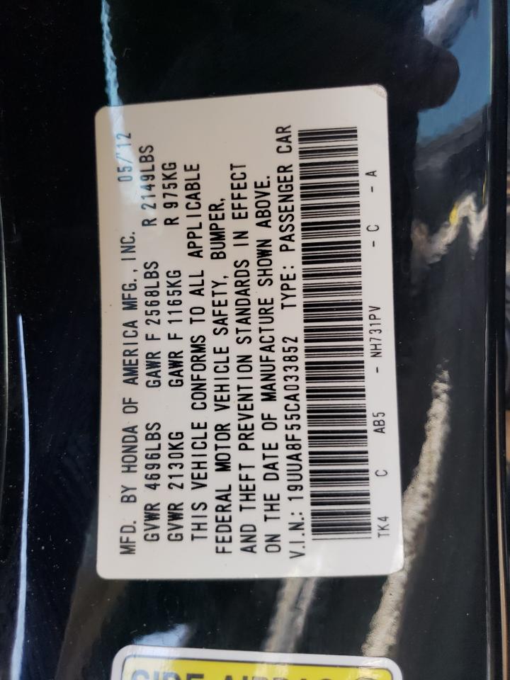 2012 Acura Tl VIN: 19UUA8F55CA033852 Lot: 55979565