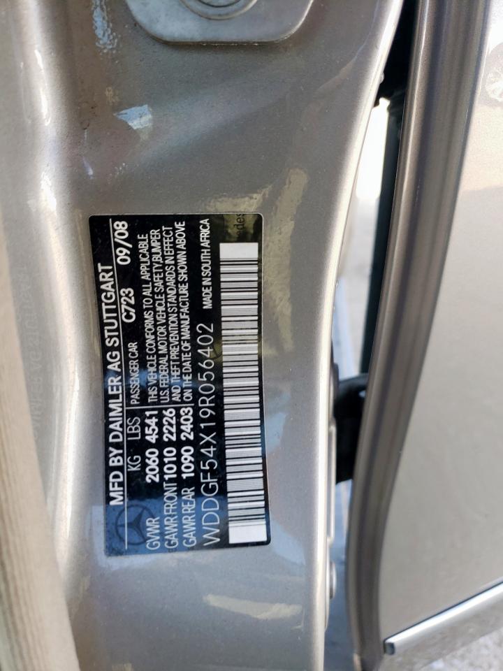 2009 Mercedes-Benz C 300 VIN: WDDGF54X19R056402 Lot: 56051455