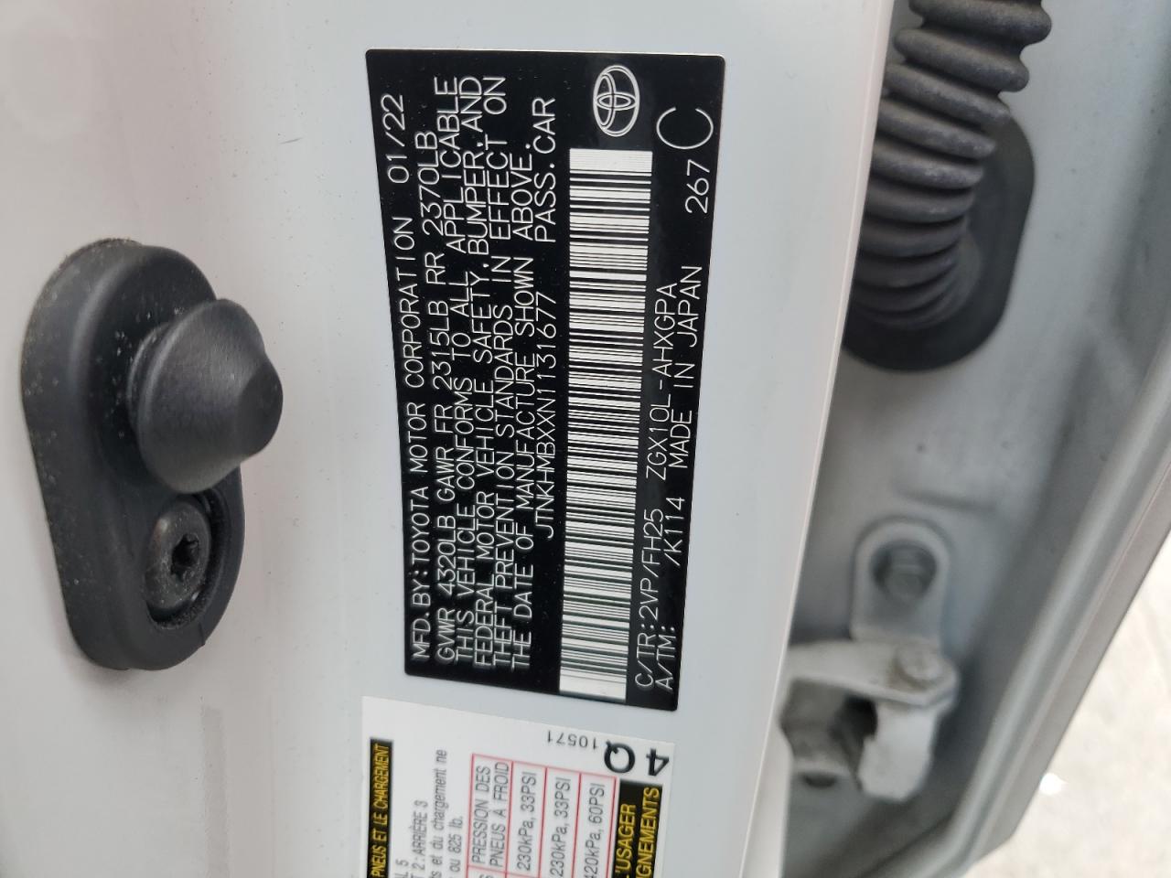 2022 Toyota C-Hr Xle VIN: JTNKHMBXXN1131677 Lot: 57052965