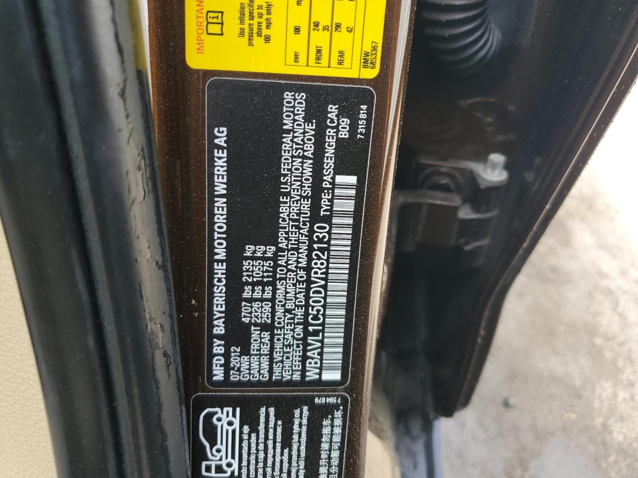 2013 BMW X1 xDrive28I VIN: WBAVL1C50DVR82130 Lot: 56135835