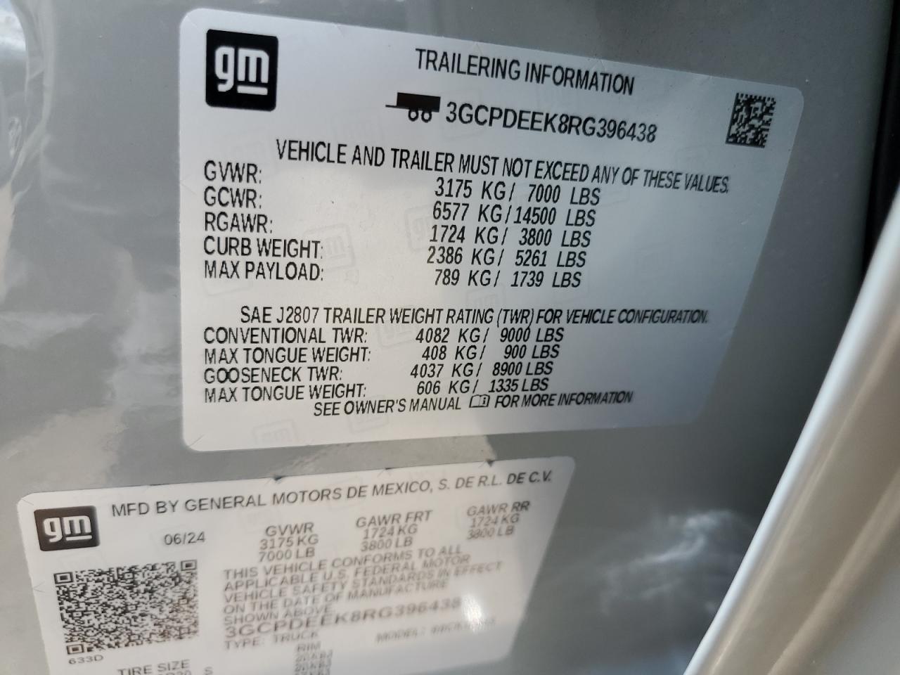 3gcpdeek8rg396438 3GCPDEEK8RG396438 2024 Chevrolet Silverado K1500 Rst