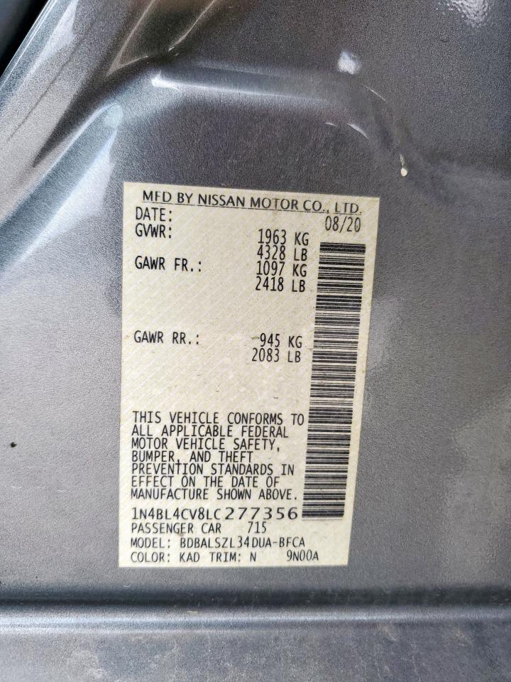 2020 Nissan Altima Sr VIN: 1N4BL4CV8LC277356 Lot: 56756875