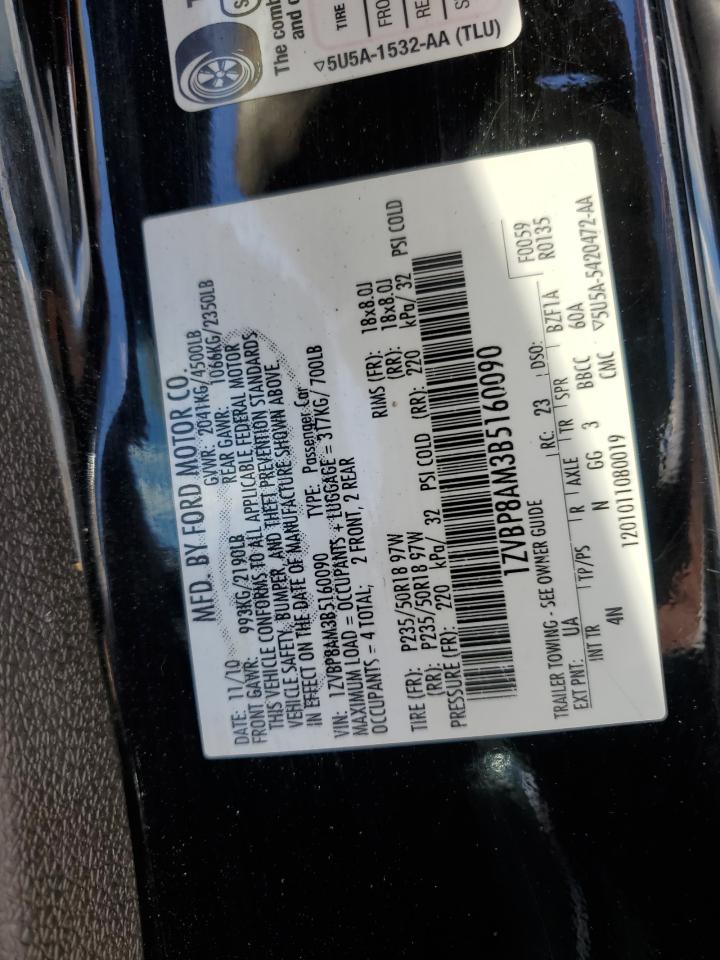 2011 Ford Mustang VIN: 1ZVBP8AM3B5160090 Lot: 56898605