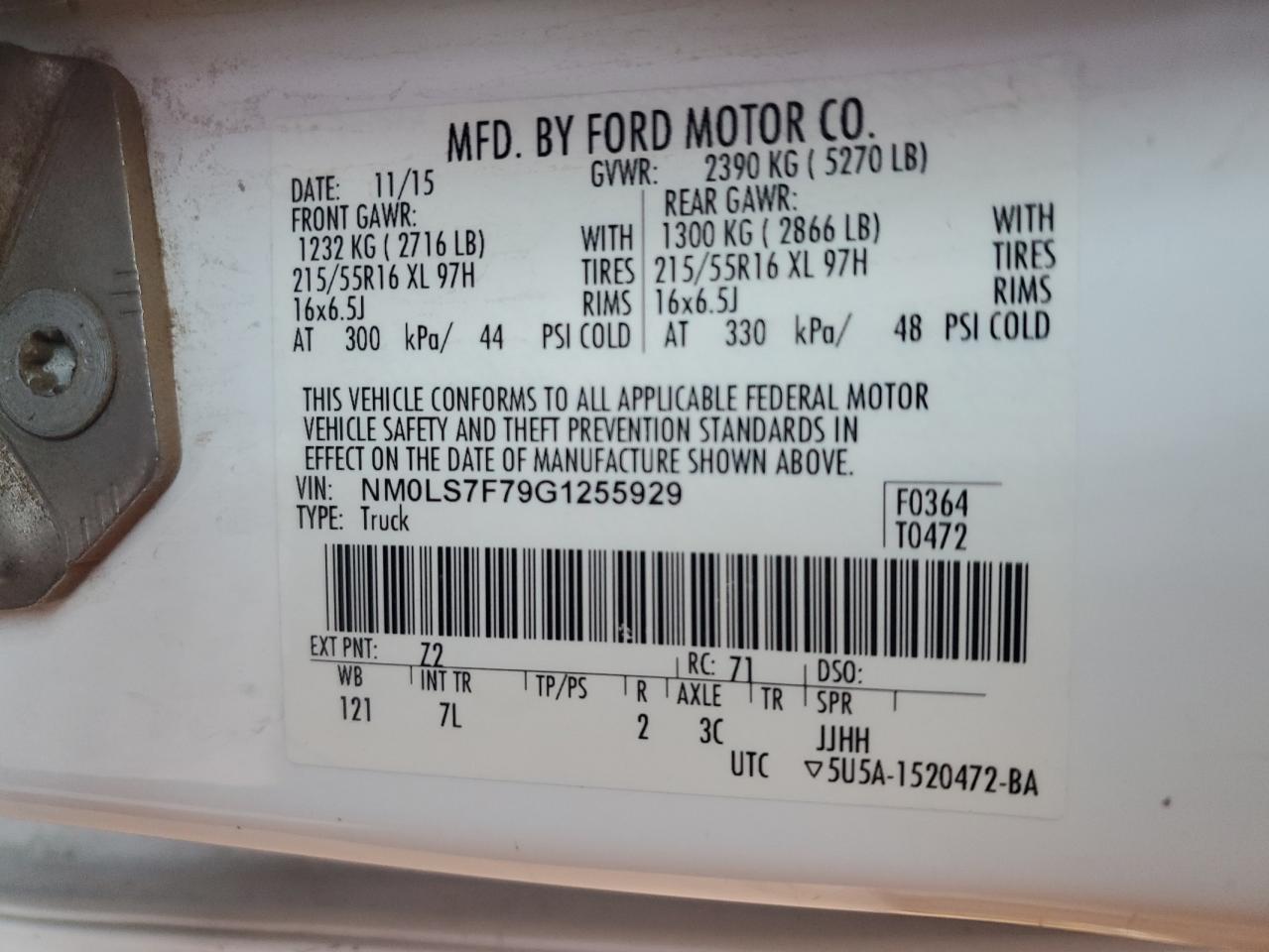 2016 Ford Transit Connect Xlt VIN: NM0LS7F79G1255929 Lot: 56246945