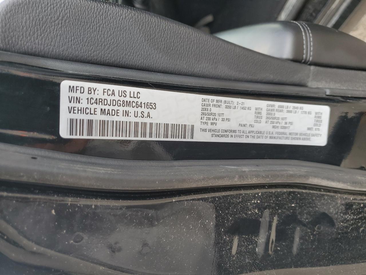 2021 Dodge Durango Gt VIN: 1C4RDJDG8MC641653 Lot: 56754335