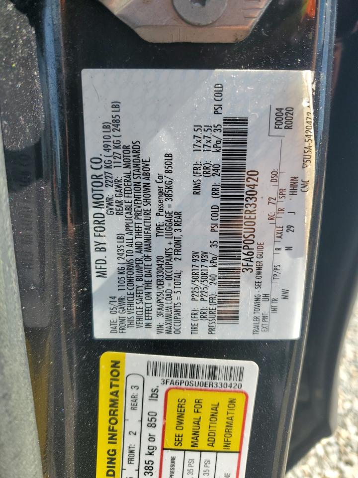 2014 Ford Fusion Titanium Phev VIN: 3FA6P0SU0ER330420 Lot: 56483275
