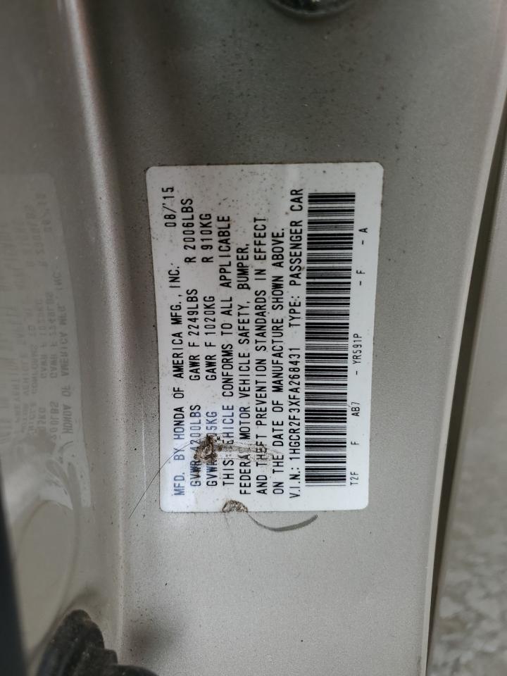 2015 Honda Accord Lx VIN: 1HGCR2F3XFA268431 Lot: 55728045