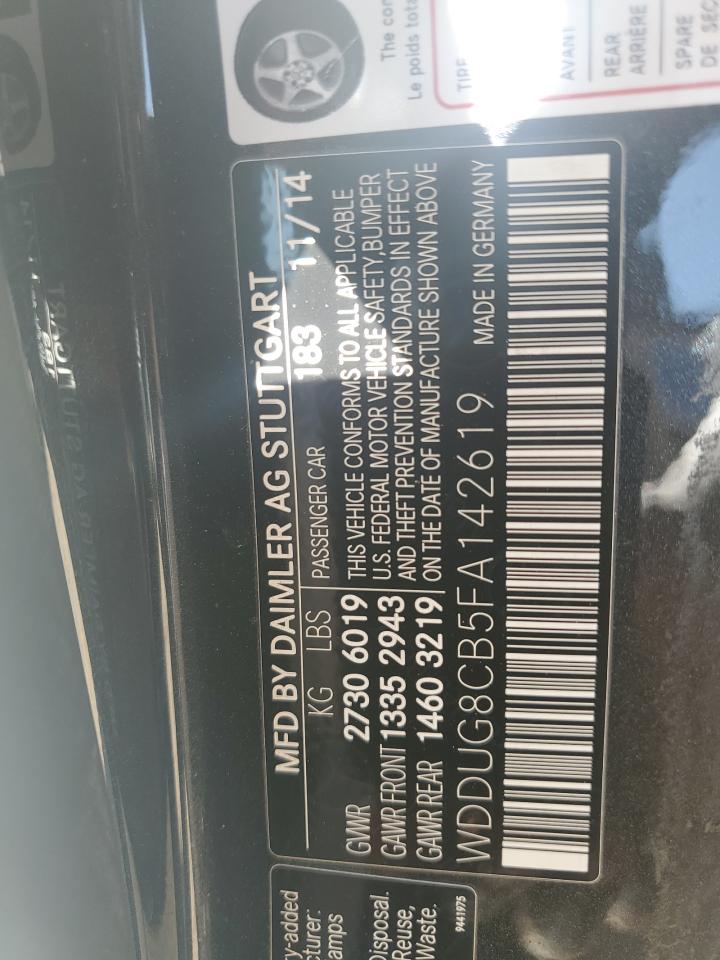 2015 Mercedes-Benz S 550 VIN: WDDUG8CB5FA142619 Lot: 56634405
