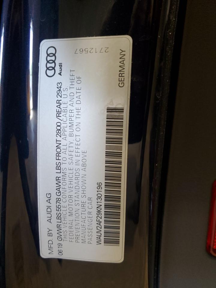 2019 Audi A7 Prestige S-Line VIN: WAUV2AF29KN130196 Lot: 56486205