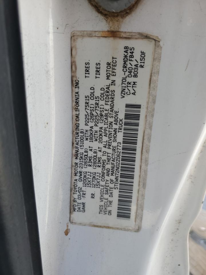 2002 Toyota Tacoma Xtracab VIN: 5TEWN72N02Z062773 Lot: 56876755