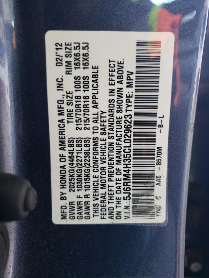 2012 Honda Cr-V Lx VIN: 5J6RM4H35CL029623 Lot: 56991515