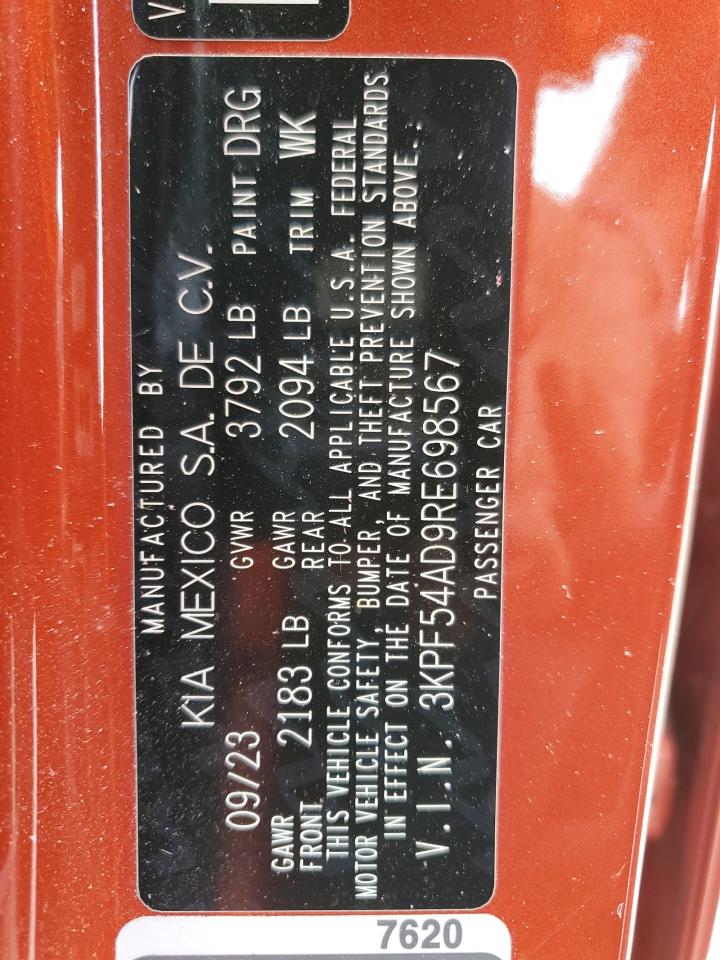 2024 Kia Forte Gt Line VIN: 3KPF54AD9RE698567 Lot: 56413015