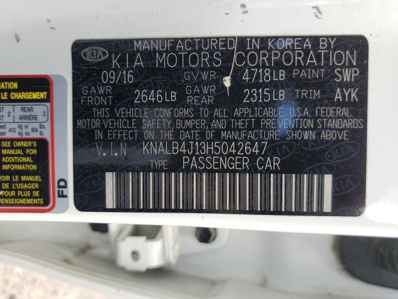 2017 Kia Cadenza Premium VIN: KNALB4J13H5042647 Lot: 56413315