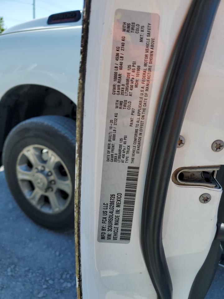 2020 Ram 2500 Big Horn VIN: 3C6UR5DL4LG286726 Lot: 57601615