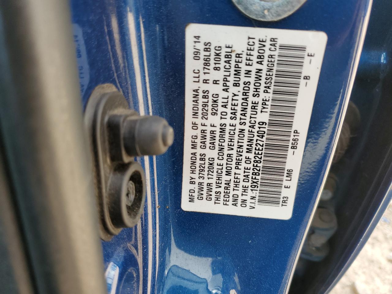 2014 Honda Civic Ex VIN: 19XFB2F82EE274019 Lot: 55843535