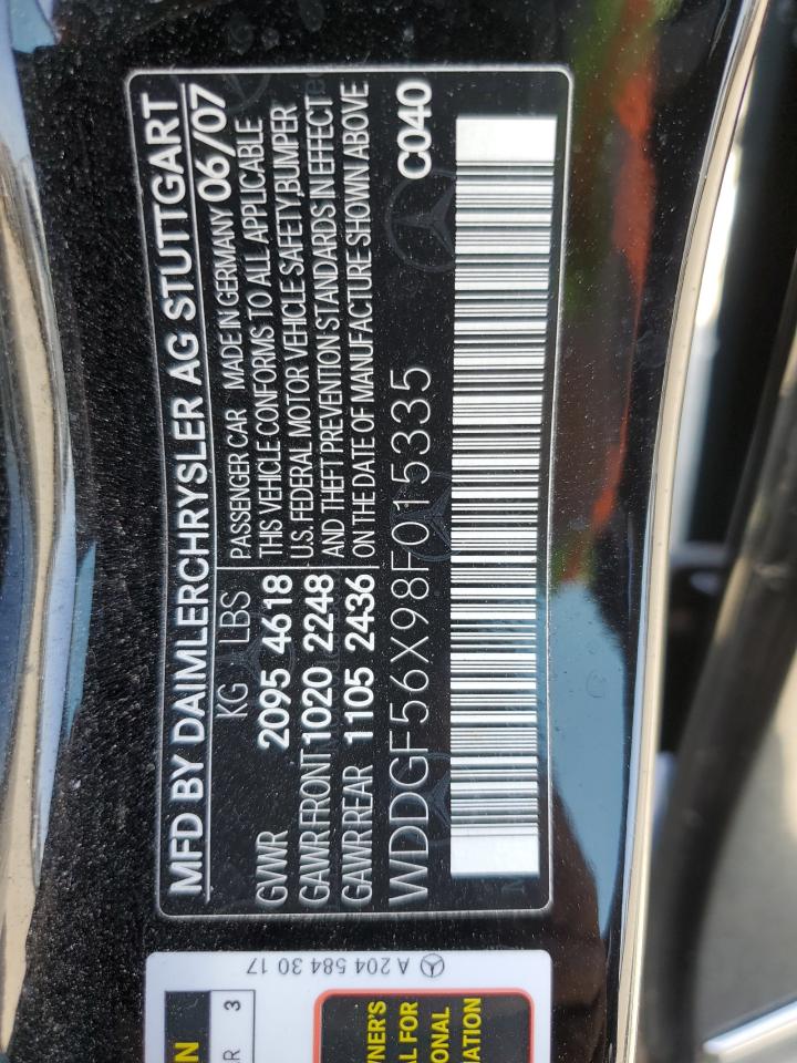 2008 Mercedes-Benz C 350 VIN: WDDGF56X98F015335 Lot: 57415735