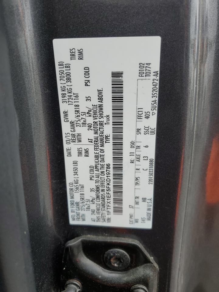 2015 Ford F150 Super Cab VIN: 1FTFX1EF5FKD19786 Lot: 57525885