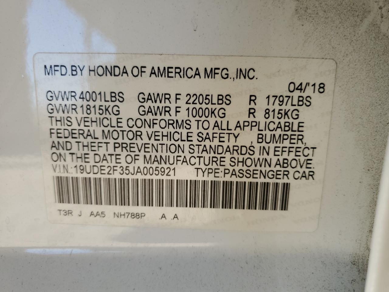2018 Acura Ilx Base Watch Plus VIN: 19UDE2F35JA005921 Lot: 56997585